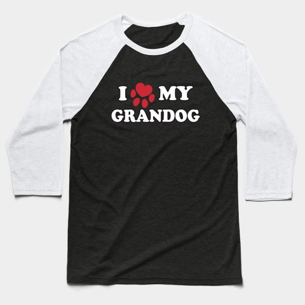 I Love My Grandog Red Paw For Old Dogs Baseball T-Shirt by SubtleSplit